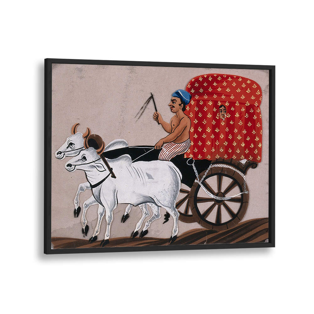 A MAN DRIVING A BULLOCK
