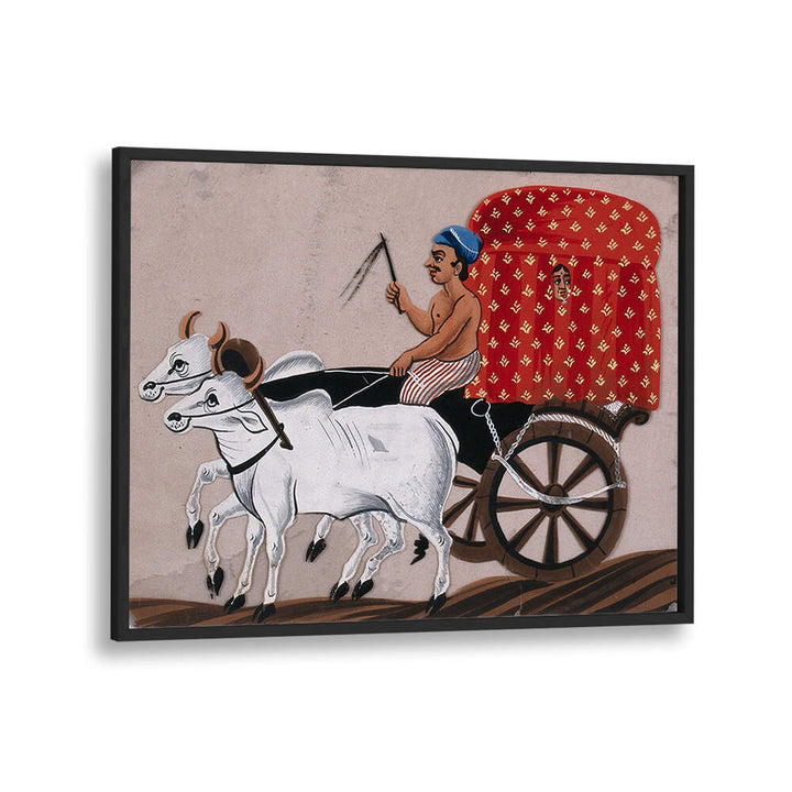 A MAN DRIVING A BULLOCK
