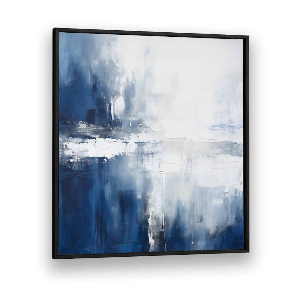 Aqua Dreamscape, abstract paintings featuring deep blue hues and ethereal textures, perfect for modern decor.