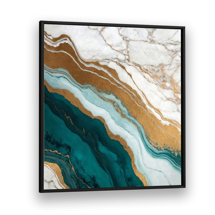 GOLDEN VEIN WAVES, ABSTRACT PAINTINGS showcase stunning gold and teal designs, perfect for modern decor elegance.