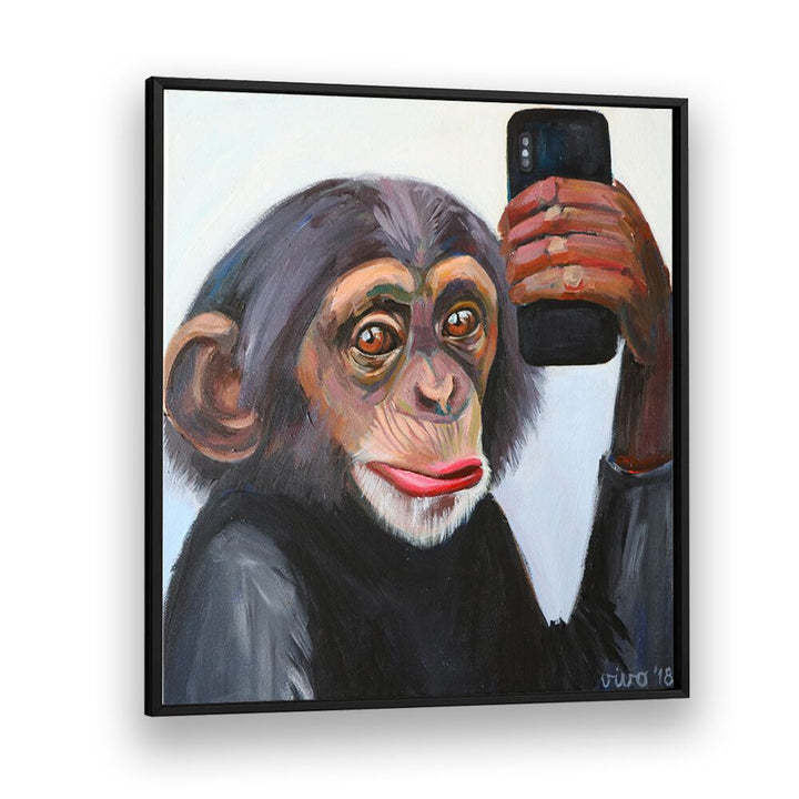 Vibrant CHIMP'S SELFIE MOMENT, COMIC POSTERS showcase a playful monkey capturing a selfie in vibrant colors.
