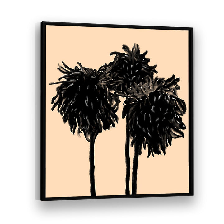 Chrysanthemum Noir, Floral Flower Paintings showcase elegant black blooms against a soft backdrop, perfect for any space.