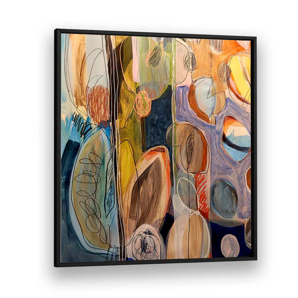 Vibrant colors and fluid strokes define ELEMENTS ORGANISEES IV, a stunning abstract painting for your decor.