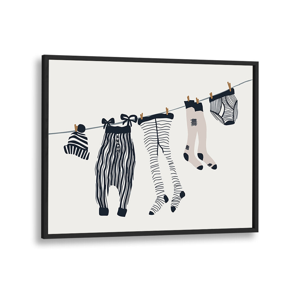 Vibrant LAUNDRY ROOM, KIDS ROOM PAINTINGS featuring playful socks and hats, perfect for brightening any child's space.