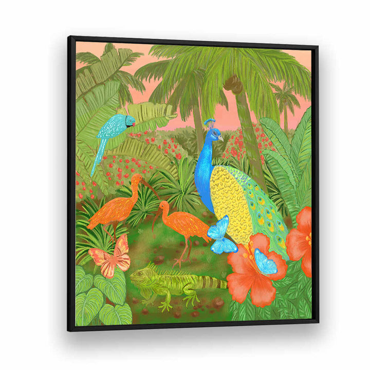 JUNGLE PARADISE SCENE , ANIMAL PAINTINGS