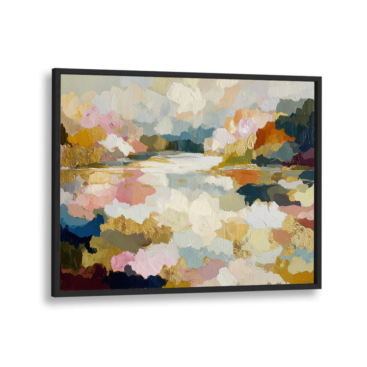 LAKE REFLECTION WITH GOLD ACCENTS