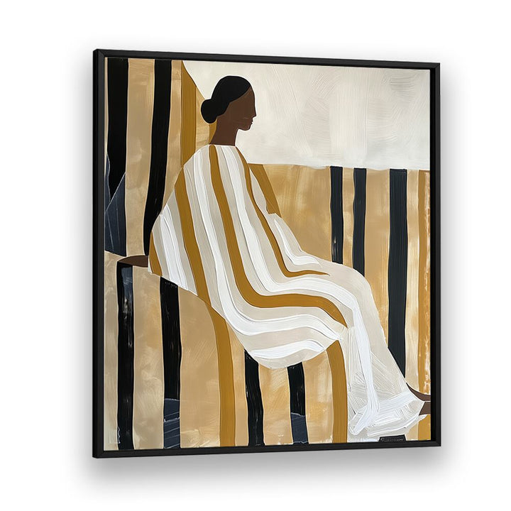 Stylish portrait of a woman in stripes, featured in the LADY IN STRIPES, PORTRAITS collection by BLACKPLAIN.