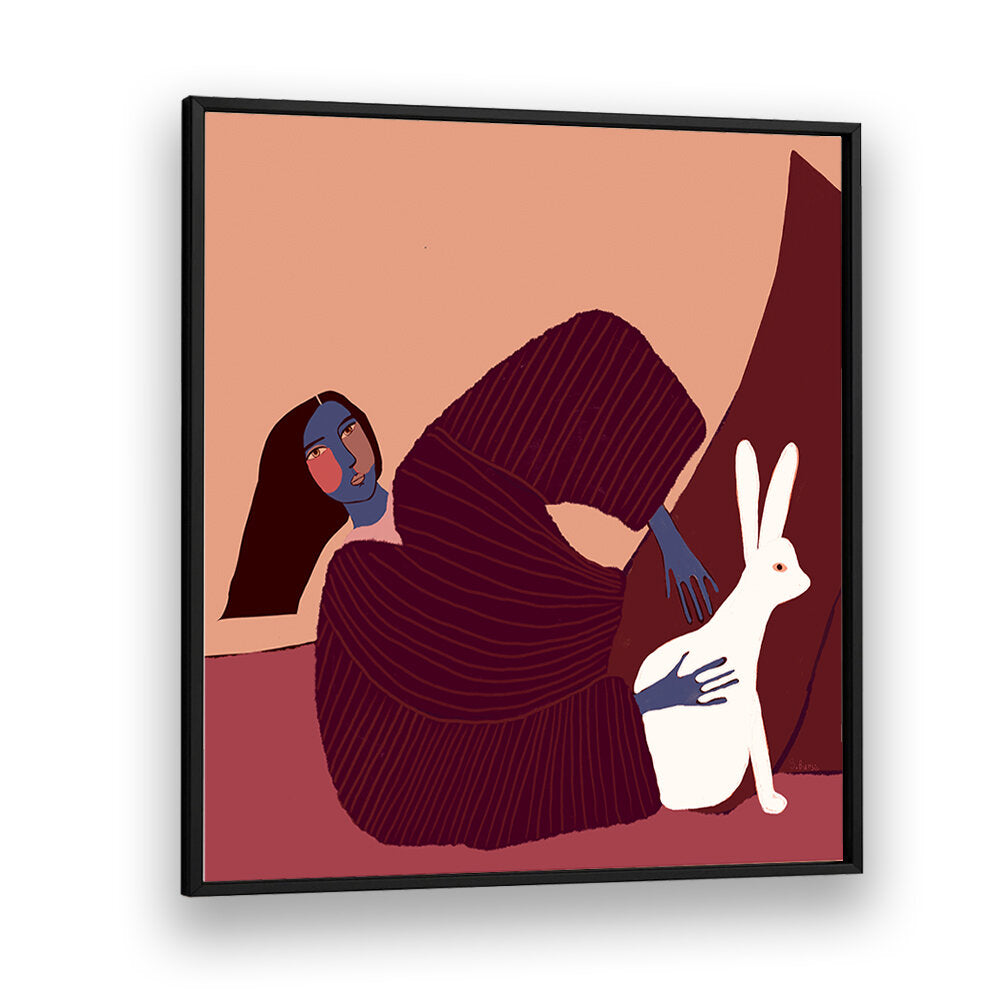 LADY AND RABBIT , PORTRAITS & FIGURATIVE ILLUSTRATIONS
