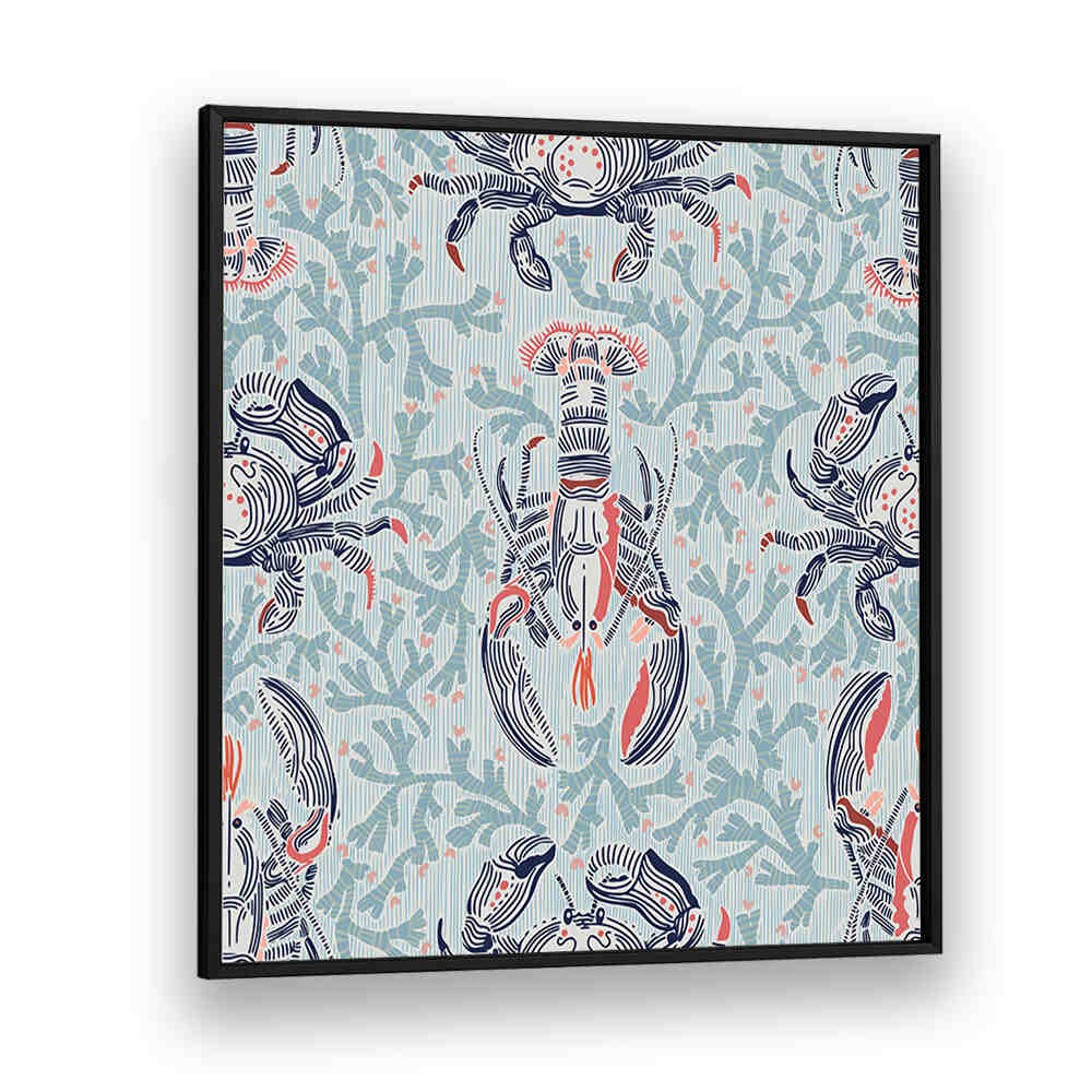 Colorful LOBSTER AND CRAB COASTAL II beach paintings showcasing intricate sea life details for coastal decor lovers.