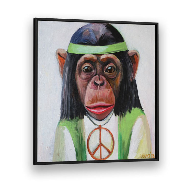 Vibrant PEACEFUL PRIMATE VIBE, COMIC POSTERS featuring a colorful monkey design, perfect for unique wall decor.