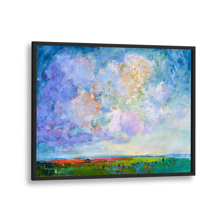 NATURE’S BEAUTY , LANDSCAPE PAINTINGS pastel textured sky over coastal meadow, handcrafted wall art