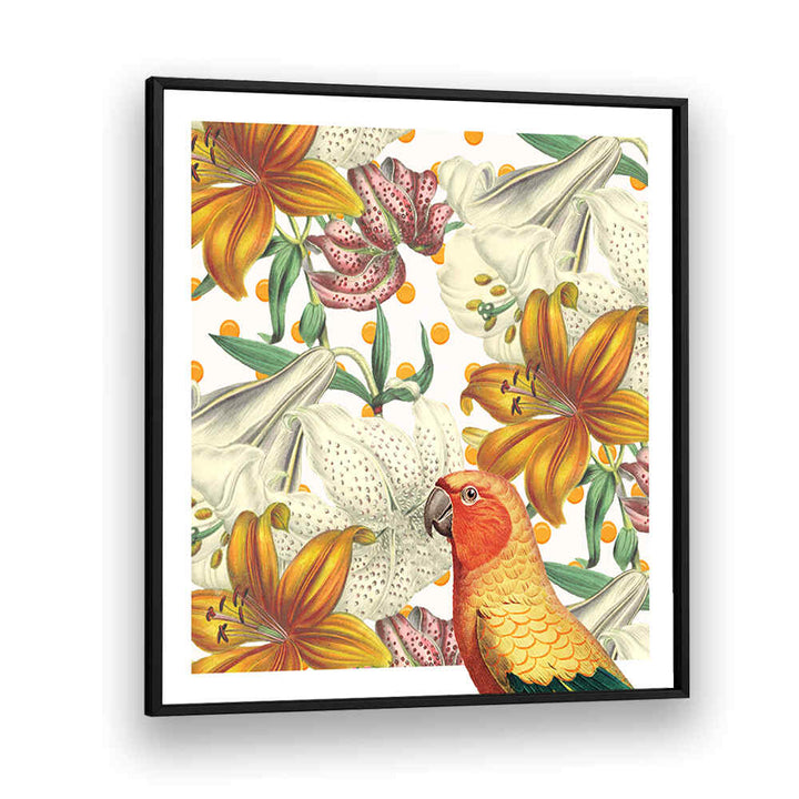PARROT IN BLOOM , ANIMAL PAINTINGS