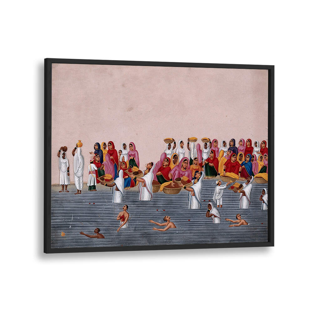 PEOPLE BATHING AND PRAYING IN RIVER GANGA