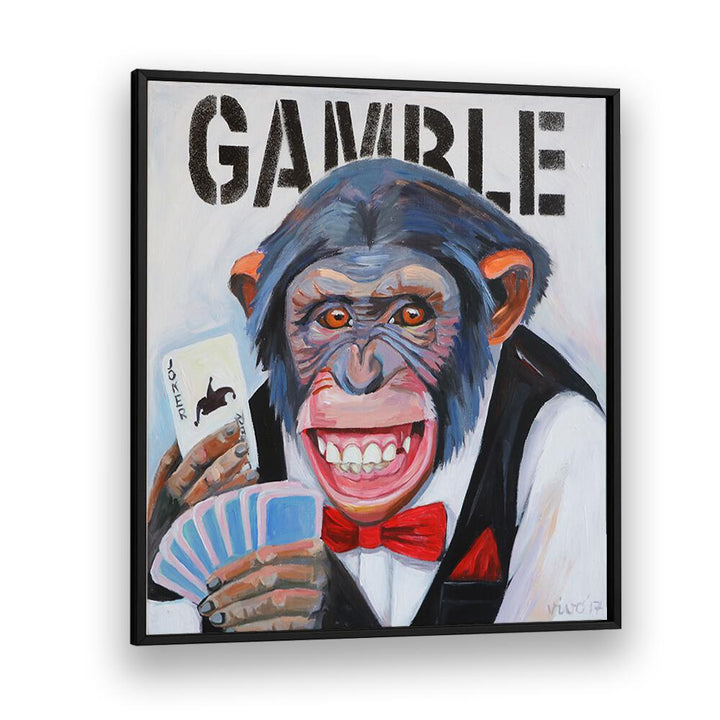Vibrant PRIMATE'S POKER FACE, COMIC POSTERS showcasing a playful monkey in a tuxedo, perfect for comic art lovers.