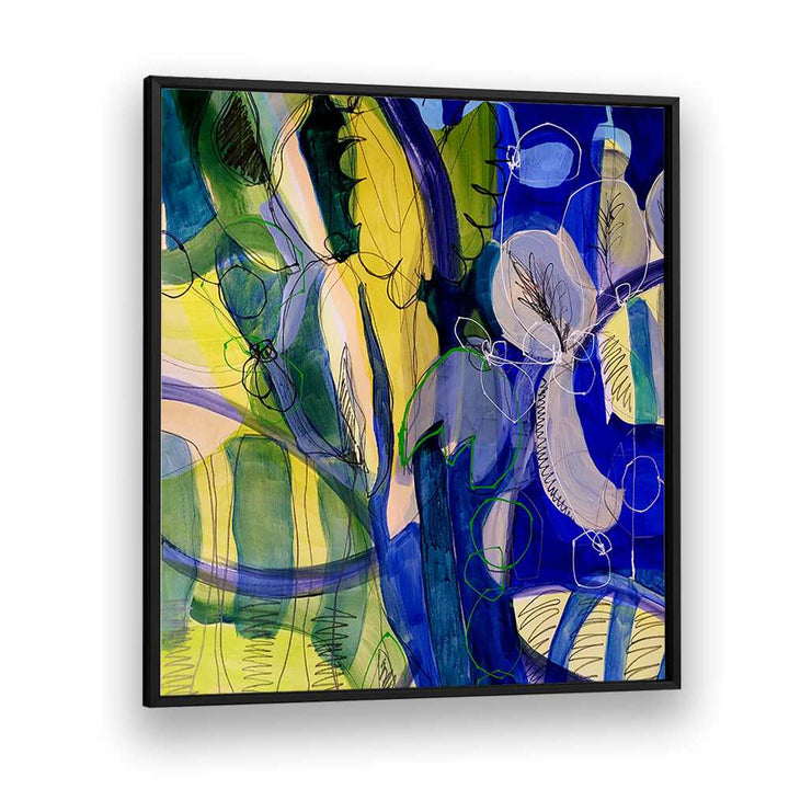 Colorful abstract painting titled WATER FLOWERS V, perfect for enhancing contemporary living spaces and bedrooms.