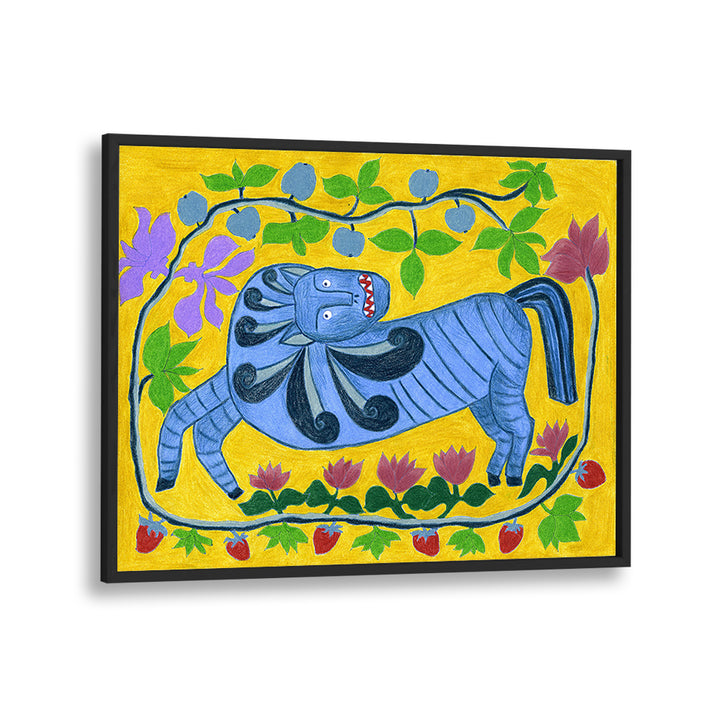 WHIMSICAL BLUE FOLK HORSE