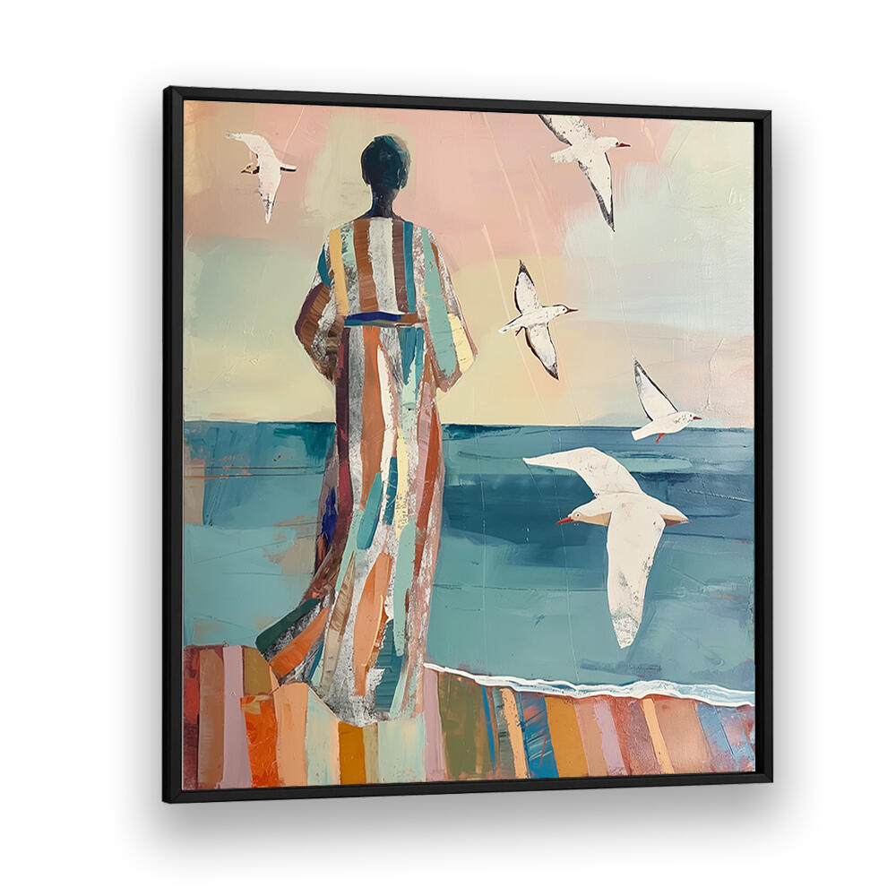 WOMAN AND SEAGULL , PORTRAITS & FIGURATIVE ILLUSTRATIONS