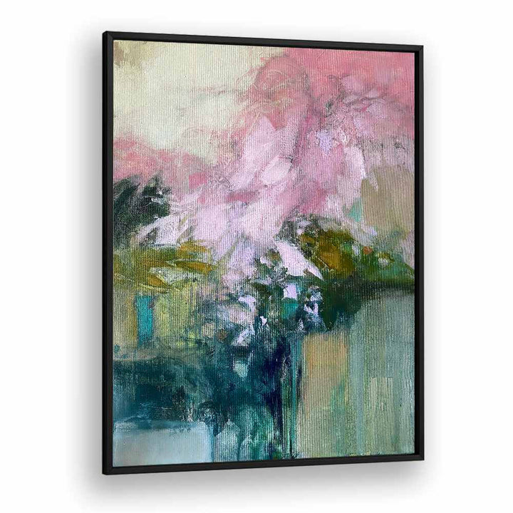 Vibrant LAZE PINK, ABSTRACT PAINTINGS showcasing soft pinks and greens, perfect for modern home decor.
