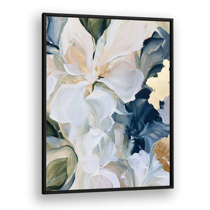 ABSTRACT BLUE GOLD FLOWERS