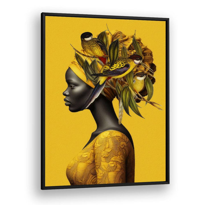 AFRICAN WOMAN GOLDEN BIRDS