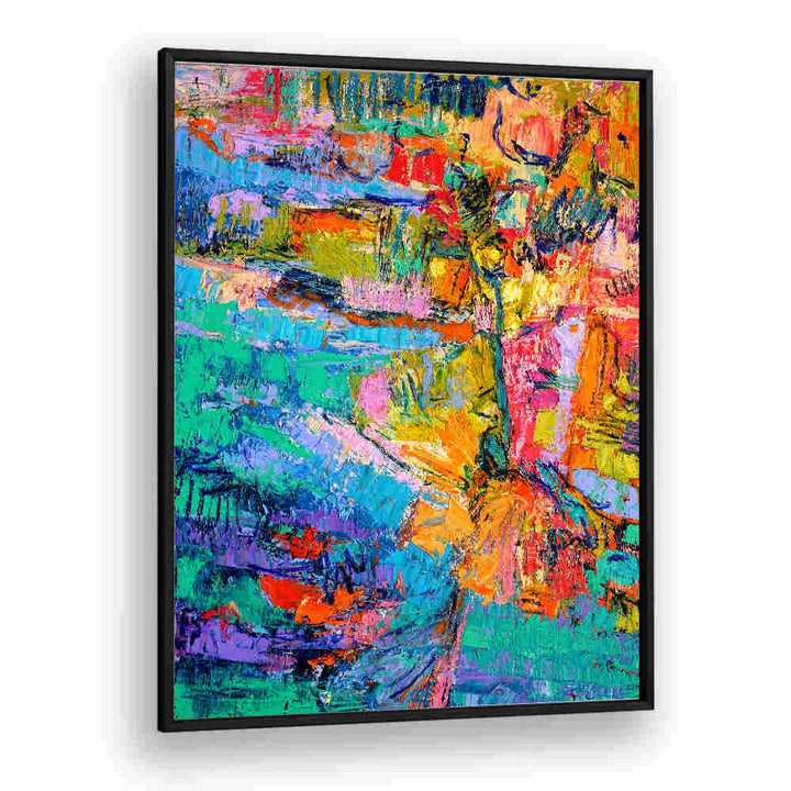 BLACKPLAIN ABSTRACT COLOR PALETTE , ABSTRACT PAINTINGS — vibrant framed art with bold hues and textured brushwork