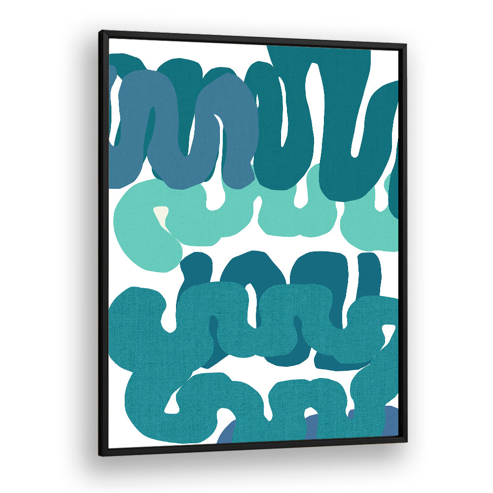 Vibrant BLUE SQUIGGLES II, ABSTRACT PAINTINGS featuring dynamic blue patterns, perfect for any art collection.