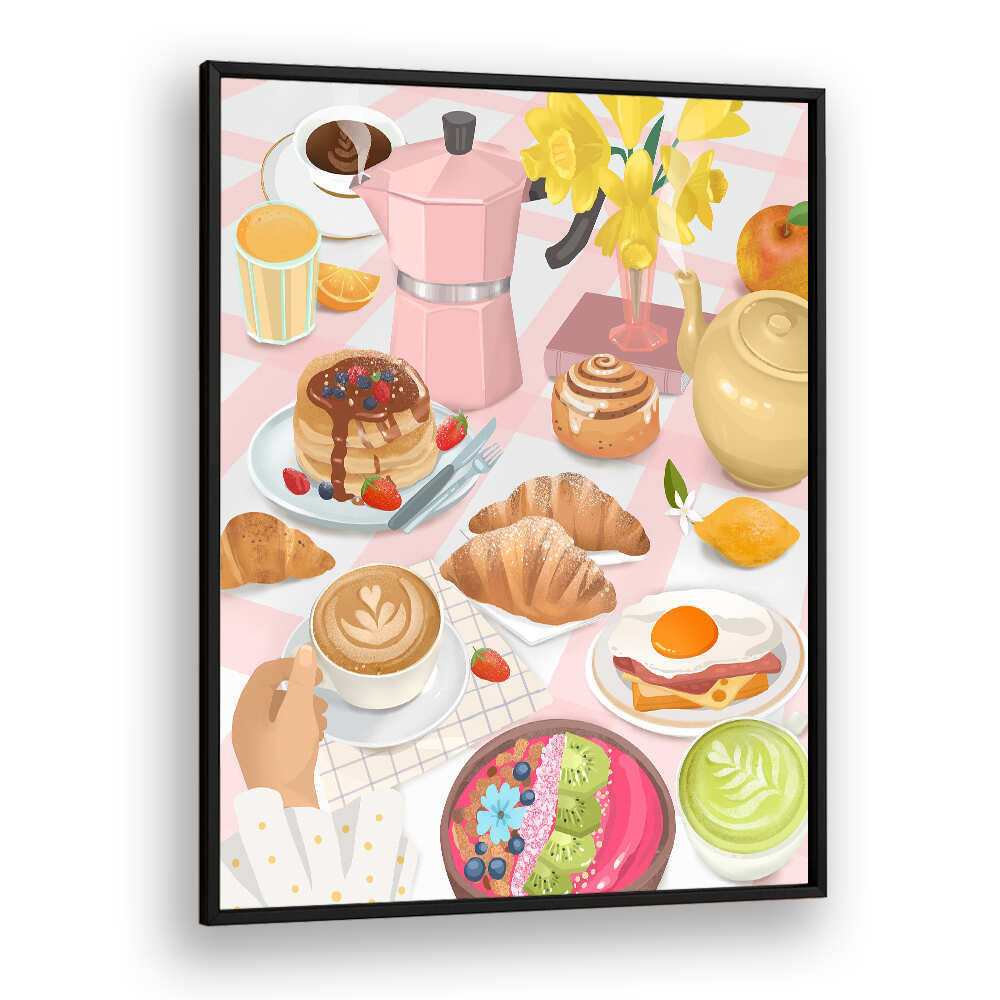 BREAKFAST & BRUNCH , KITCHEN POSTERS by BlackPlain: colorful brunch spread with pastries, coffee and eggs.