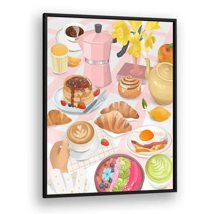 BREAKFAST & BRUNCH , KITCHEN POSTERS by BlackPlain: colorful brunch spread with pastries, coffee and eggs.