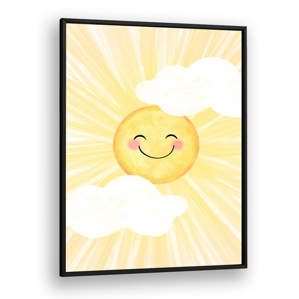 Cheerful sun with clouds in "BRIGHT SUNNY DAY, KIDS ROOM PAINTINGS" perfect for brightening up a child's room.