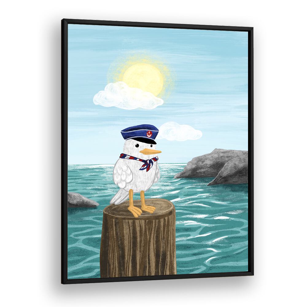 Whimsical CAPTAIN SEAGULL, KIDS ROOM PAINTINGS, perfect for brightening up children's spaces. Ideal decor choice!