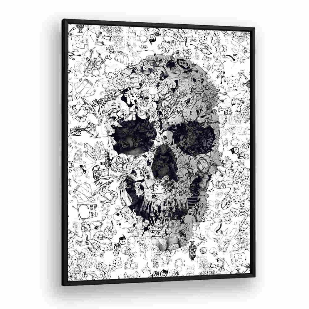 DOODLE SKULL , SURREAL ART PRINTS