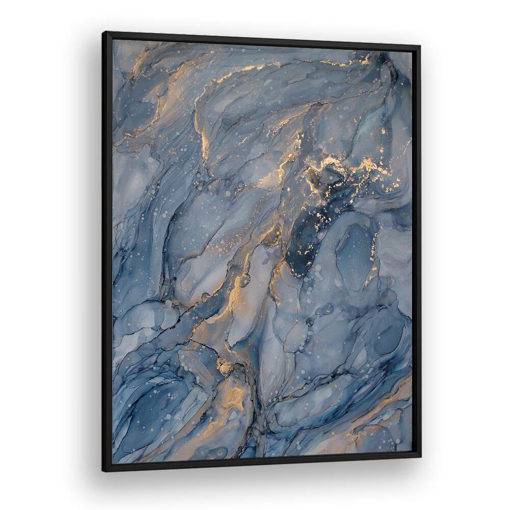 Elegant DELICATE BLUE, ABSTRACT PAINTINGS showcasing fluid textures and gold accents, perfect for modern decor.