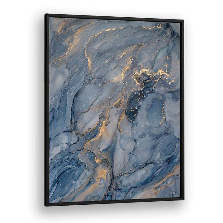 Elegant DELICATE BLUE, ABSTRACT PAINTINGS showcasing fluid textures and gold accents, perfect for modern decor.