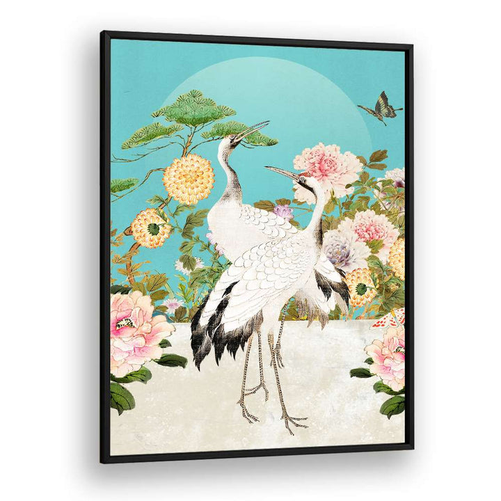 ELEGANT CRANES AND PEONIES