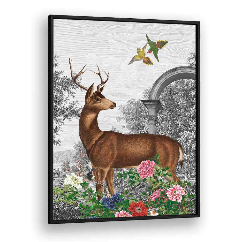 ELEGANT DEER GARDEN SCENE