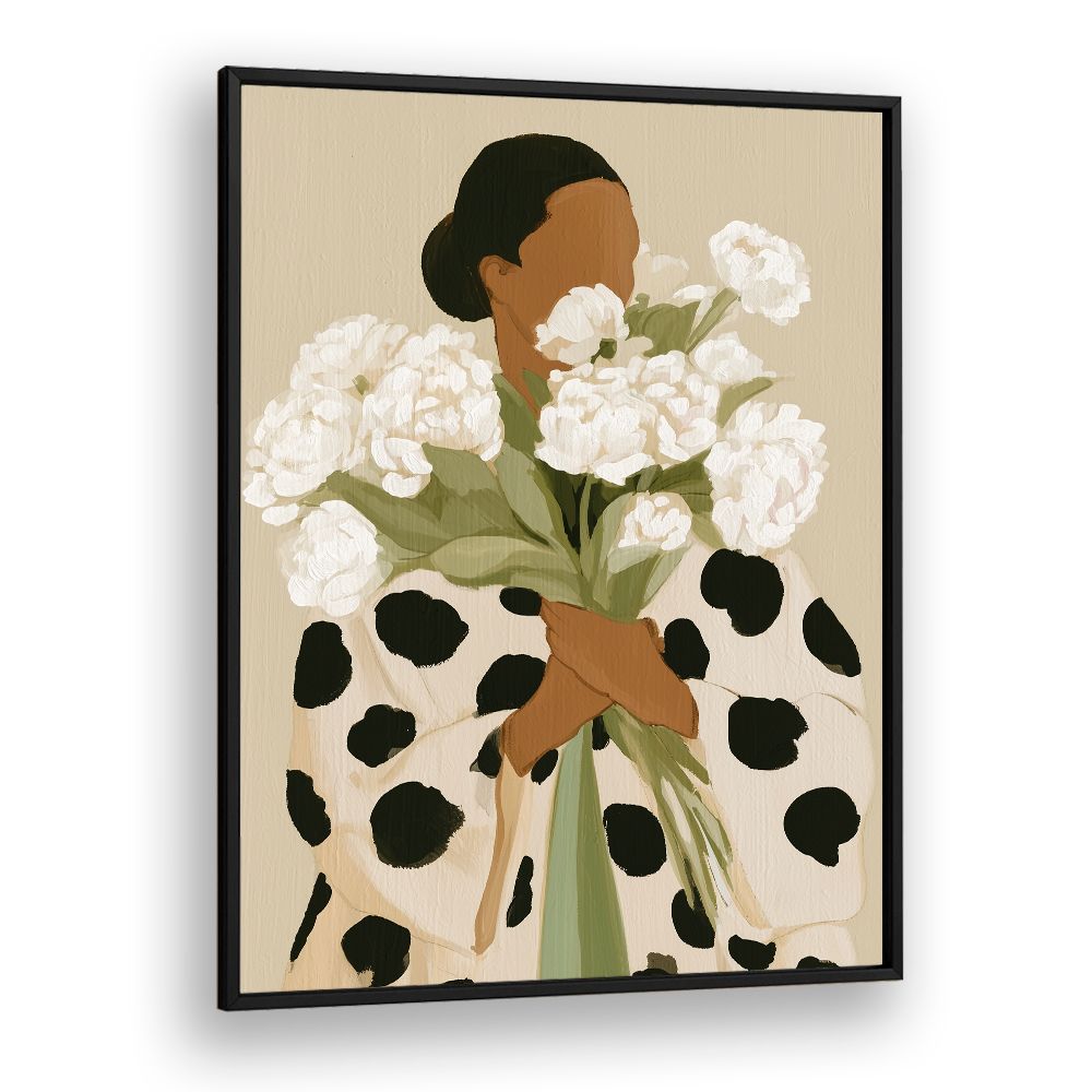 ELEGANT WOMAN WHITE PEONIES