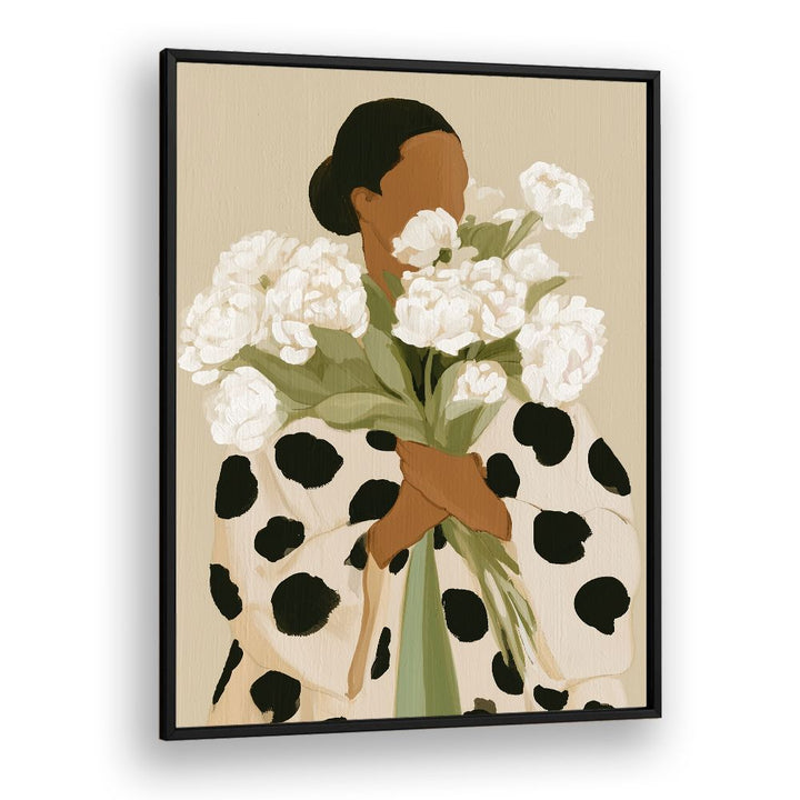 ELEGANT WOMAN WHITE PEONIES