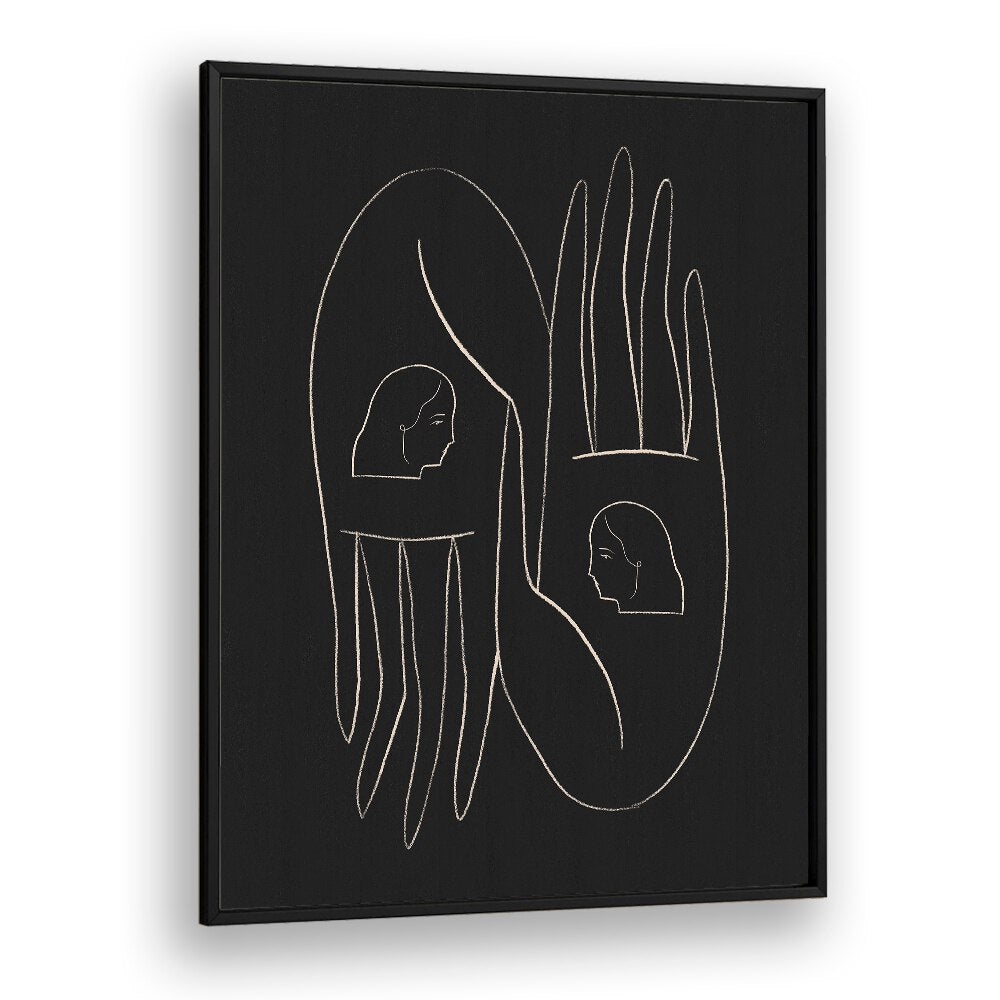 Stylish FRIENDLY HANDS, LINE ART PAINTINGS showcasing elegant hand designs, perfect for modern decor.