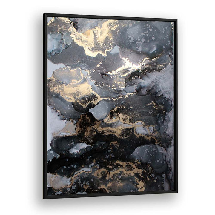 Dramatic FIRESTORM, ABSTRACT PAINTINGS with swirling colors and gold accents, perfect for modern decor.