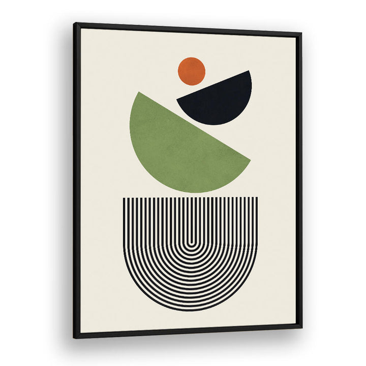 GEOMETRIC SHAPES IN GREEN BLACK AND ORANGE , GEOMETRIC ART PRINTS