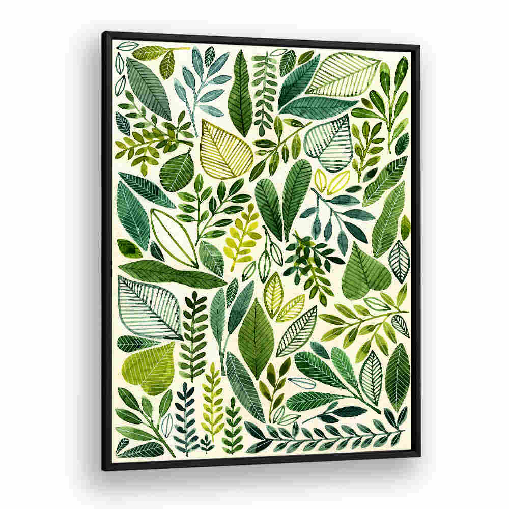 GREEN LEAVES IN VARIOUS SHAPES