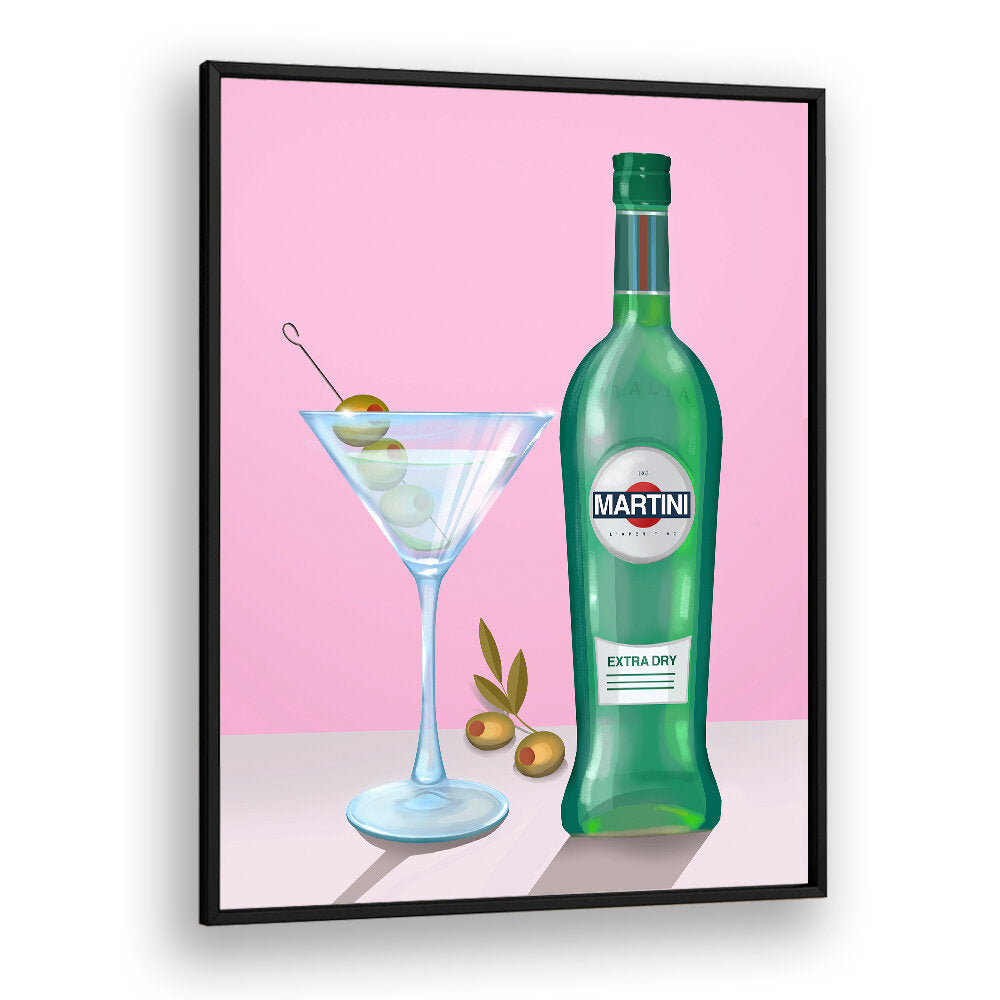 MARTINI COCKTAIL , BAR art print by BLACKPLAIN — bottle and martini glass illustration