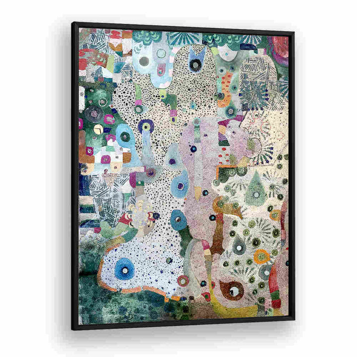 BlackPlain MIRRORS AND SPACE , ABSTRACT PAINTINGS framed print with luminous layers, dotted texture and geometric shapes