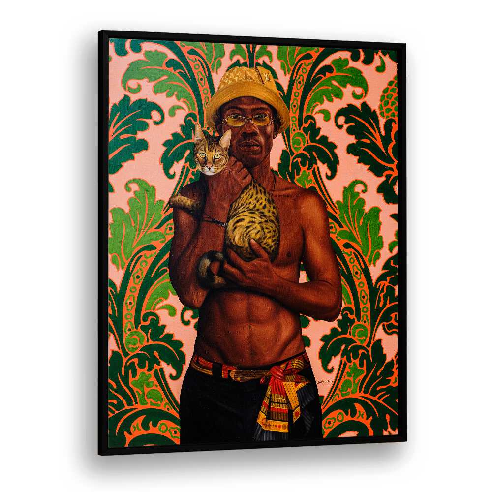 Vibrant MOOSA, AFRICAN ART PAINTINGS showcasing cultural heritage with a striking portrait and lively background.