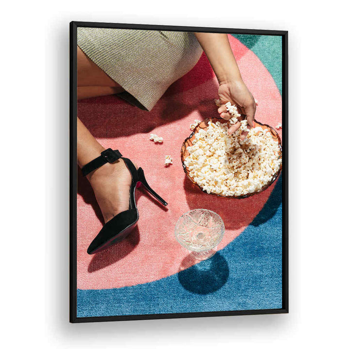 Chic MOVIE NIGHT I, FASHION POSTERS featuring stylish footwear and popcorn, perfect for your contemporary living space.