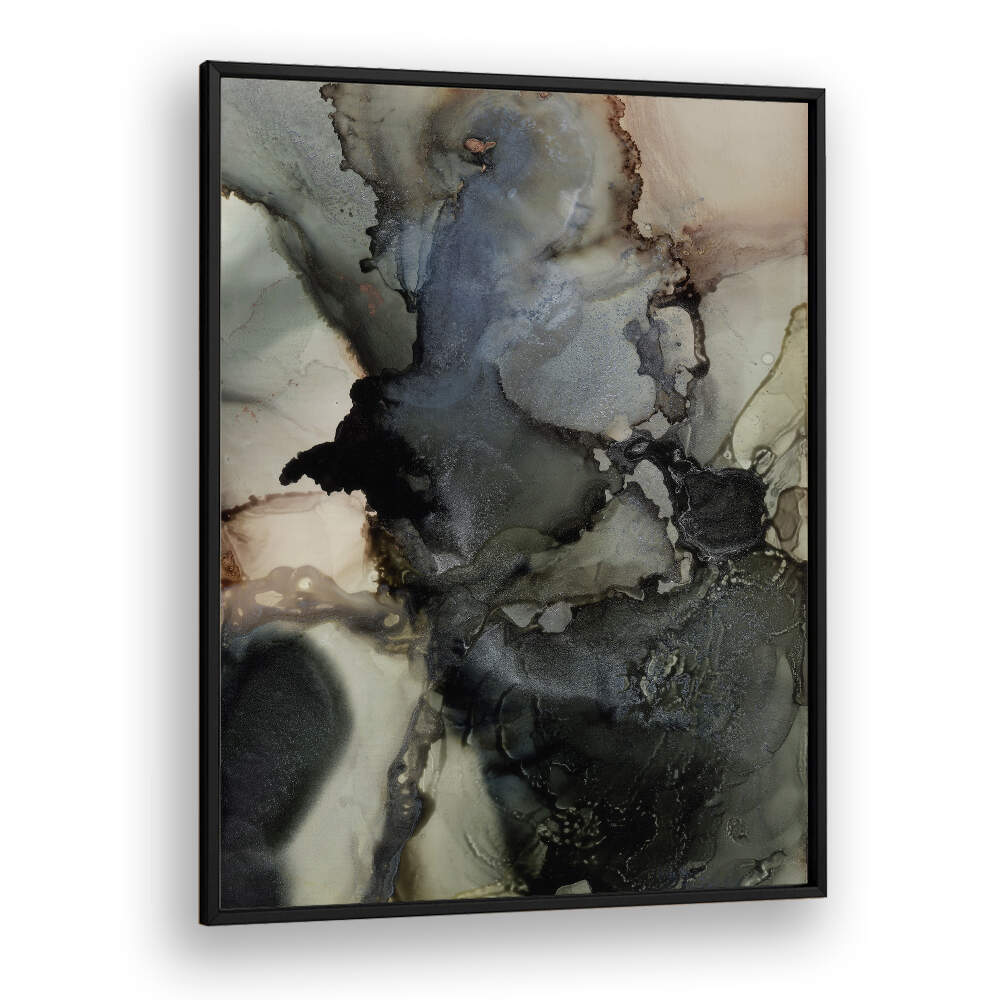 ORGANIC SHAPES WITH BLACK AND GRAY TONES , ABSTRACT PAINTINGS