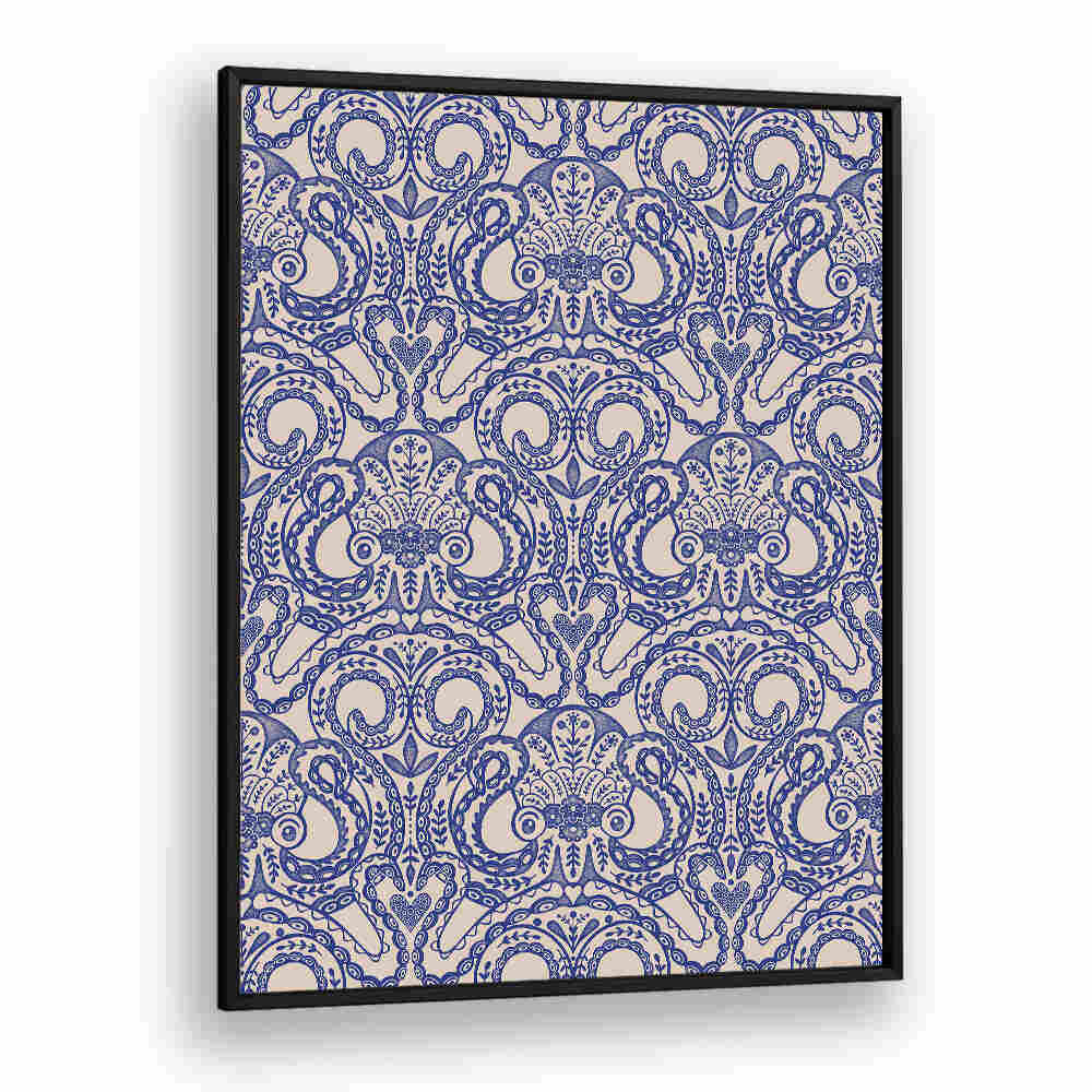 OKTOPUS DAMAST INK BLUE , PATTERN ART PRINTS