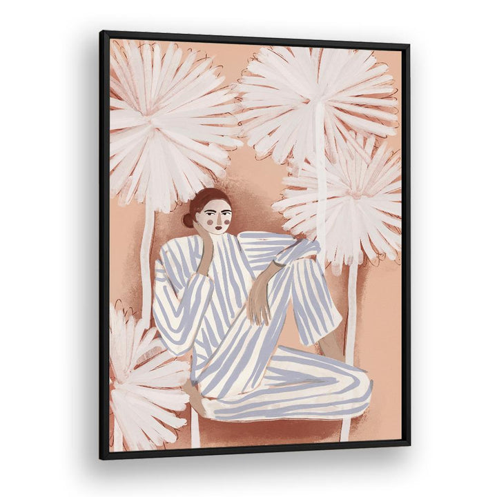 PEACEFUL WOMAN AMONG LEAVES