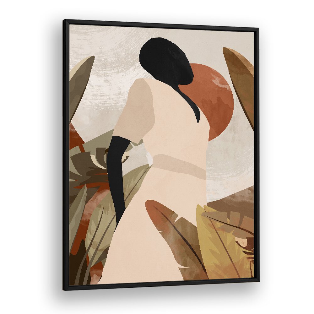 Stylish TROPICAL GIRL, BOHO ART PAINTINGS featuring abstract design and vibrant colors for a chic bohemian space.