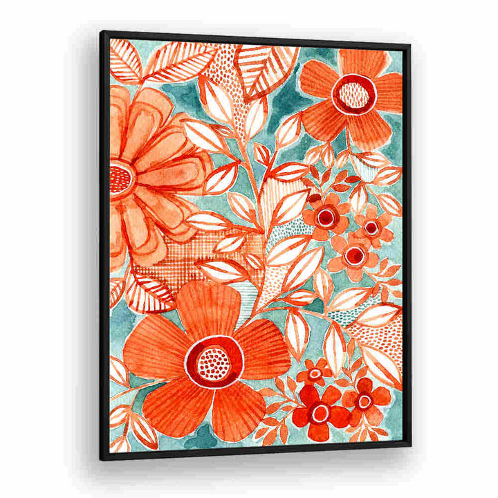 RED DAISIES WITH AQUA